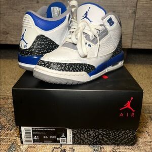 Size 4.5 Air Jordan Retro Sneakers in Racer Blue and White